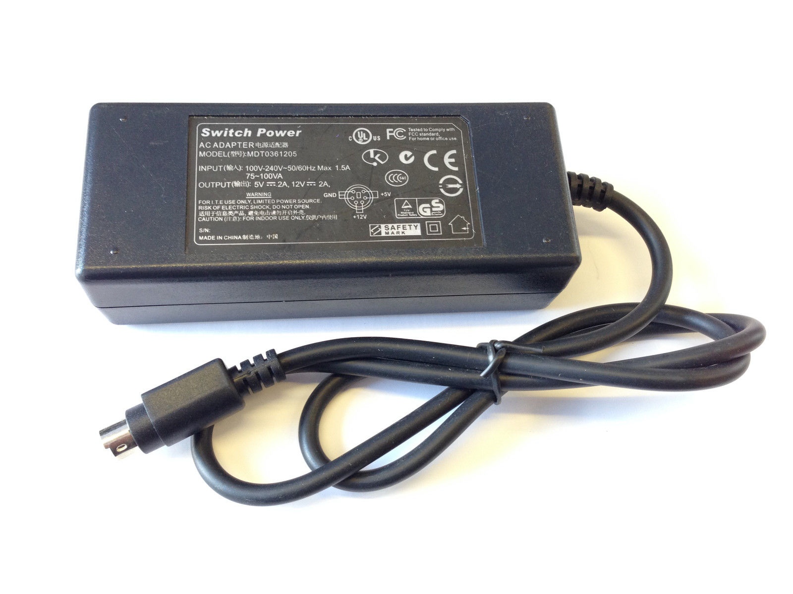 *Brand NEW*SWITCH POWER MDT0361205 POWER SUPPLY 5V 12V 2A AC ADAPTER 6 PIN